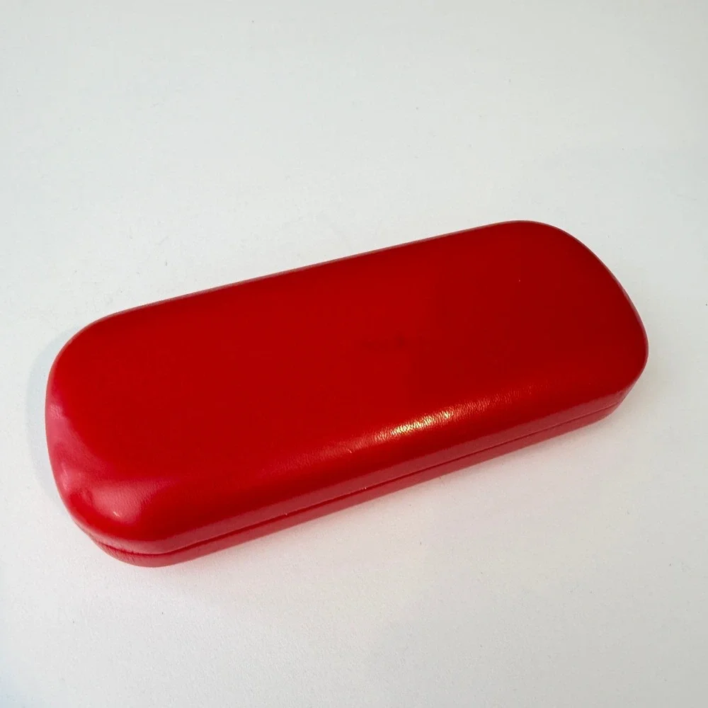 Valentino Red Hard Shell Eyeglass Sunglasses Case Debossed Logo Luxury Accessory